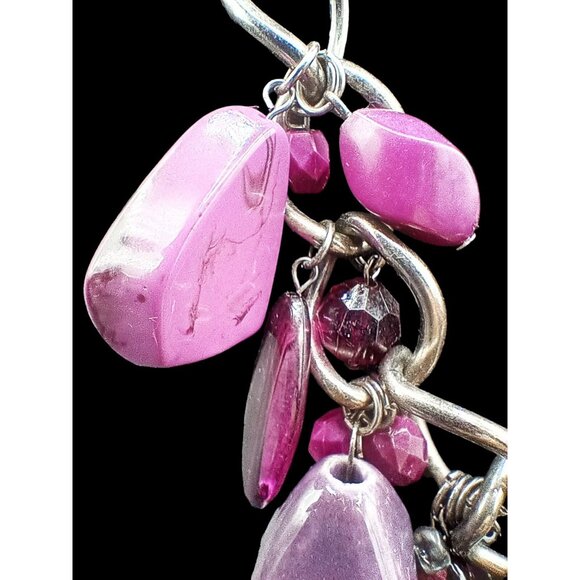 Chunky Statement Necklace Pink Purple Beads Charm Bib Jewelry Y2K Barbiecore - Picture 3 of 15